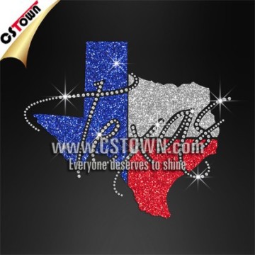 Texas map glitter rhinestone transfer,custom Texas rhinestone transfer