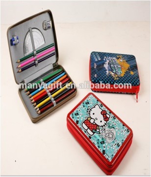 stationery set zipper tin pencil box custom