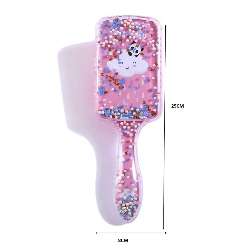 Cute Unicorn Paddle Hair Brush with Sponge and Glitter