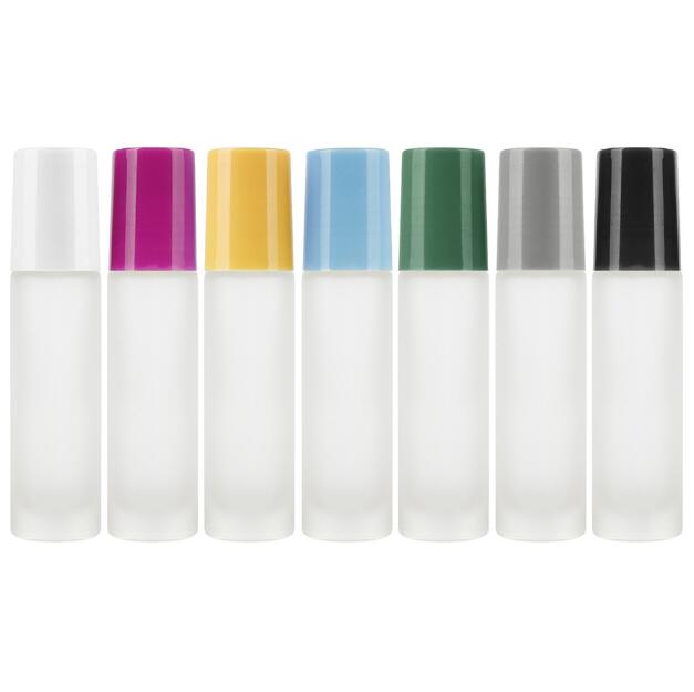 custom empty frosted cosmetic essential oil perfume roll on tube glass roller bottle