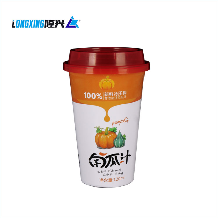 injection in mold label IML take away microwavable 350ml disposable juice coffee PP plastic yogurt cup with lid straw