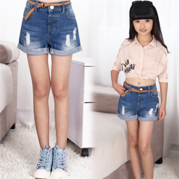 Cotton Blue Ripped Short Jeans for Children