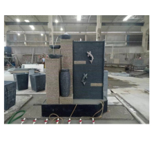 Beige White Granite Stone Fountain for Reception Design with Fish Wall Waterfall