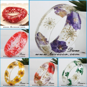 Pressed Baby's Breath Dry Flower Bangle Nature Jewellery Handcrafted Resin Bangle