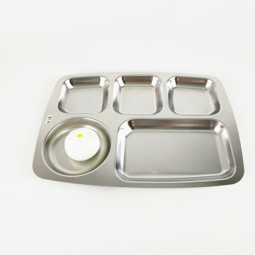 IKITCHEN Stainless Steel Tableware 5 Compartments Mess Tray