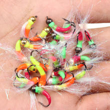Ice Fishing Tungsten Bead Head Fluorescent Nymph Flies for Trout, Bass, Perch, Pike - #8 Pearl Tinsel Nymph