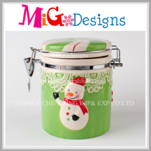 Venta al por mayor de Navidad OEM cerámica Cookies Candy hermético Jars
