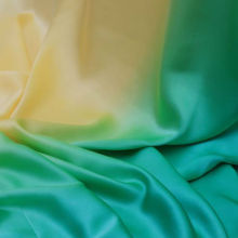 Factory Made Green Ombre Glossy Satin Silk Fabric for Dress 100% Silk