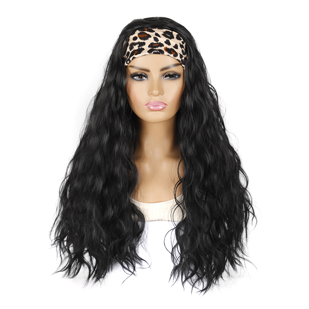 Heat Resistant Synthetic Wavy Curly Wigs With colorful Headband afro wig Long Straight