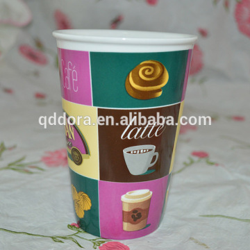 Alibaba Supplier Chalk Mug Ceramic/Color Glazed Rim Teacups/Blackboard Coffee Mugs