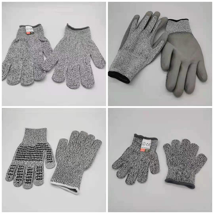 Level 5 Anti Cut Gloves HPPE safety Cut Resistant gloves work gloves for Wood Carving Rotary Cutting Handling with Rubber Grip