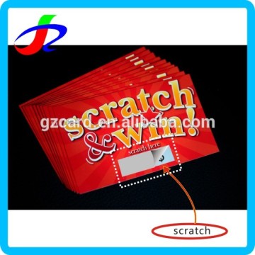 Customized Cr80 Paper Lottery Scratch Card win big prize