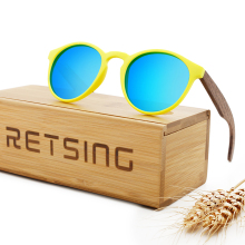 Cool Style Bamboo Wood Round Polarized Sunglasses