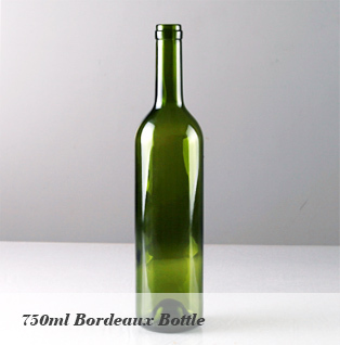 323 mm alta capacidad 750 ml botella de vidrio verde oscuro