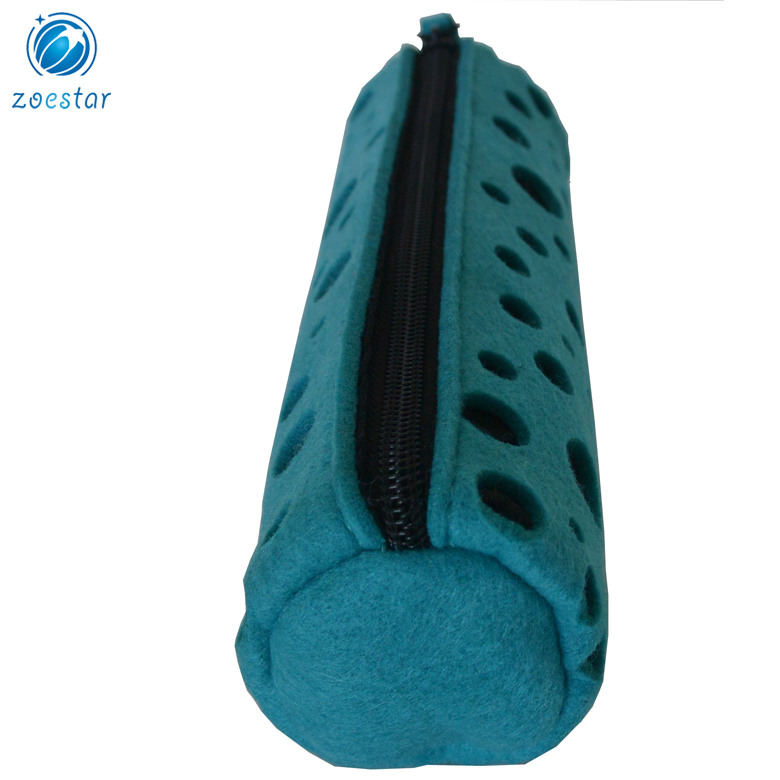 Felt Pen Case Bag Hollow Pattern Zipper Pouch Pen Holder Stationery Storage Bag