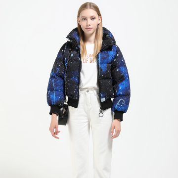sky blue pattern ladies` jacket for women