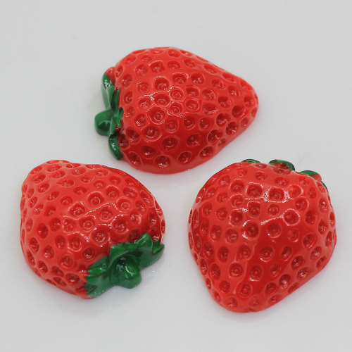 Miniature 3D Strawberry Resin Cabochon Kawaii Simulation Food DIY Scrapbooking Jewelry Making Charms Dolls Accessories