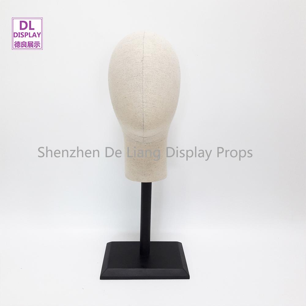 NEW DL170721 Grey linen fabric egg head mannequin for window display hat sunglass fabric torso with black wooden square bases