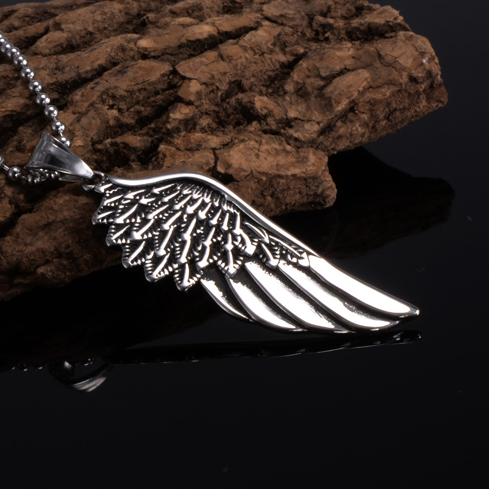 Stainless Steel Vintage Gothic Feather Angel Wing Pendants