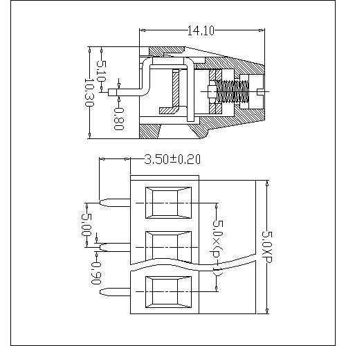 AT128V-5.0XXX-B PCB Screw Terminal Block Pitch5.0