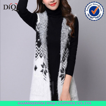 fashion jacquard knitting womens sleeveless cardigan sweater vest