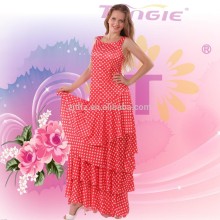 factory directly sales high quality 5 layers red spanish salsa dance dress costumes