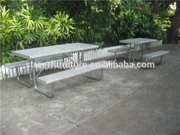 Steel outdoor table with bench picnic table bench metal picnic table