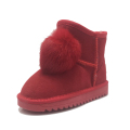 Meninas Inverno Quente tornozelo de couro Bonito Botas PomPom