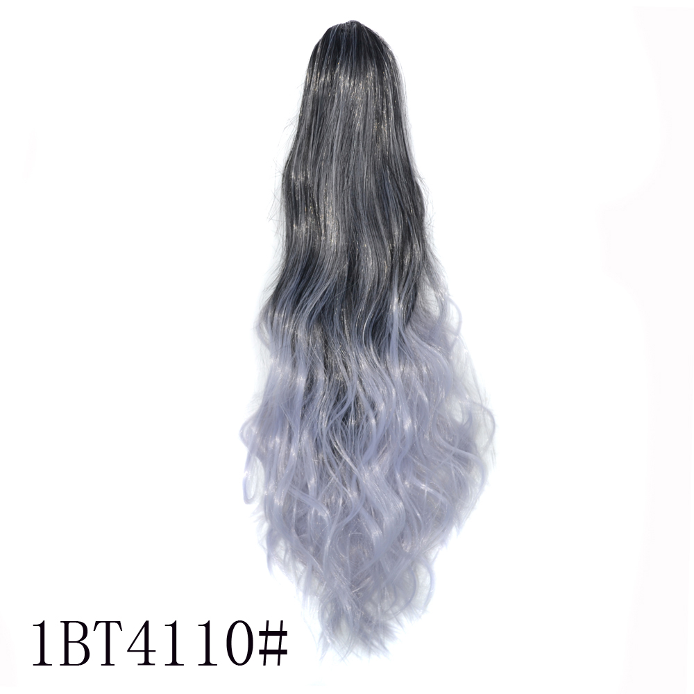 MYZYR Hair Long Wavy Ombre 24INCH Clip On Hair Extensions Claw P ony Tail Synthetic Hairpiece Heat Resistant P onytail