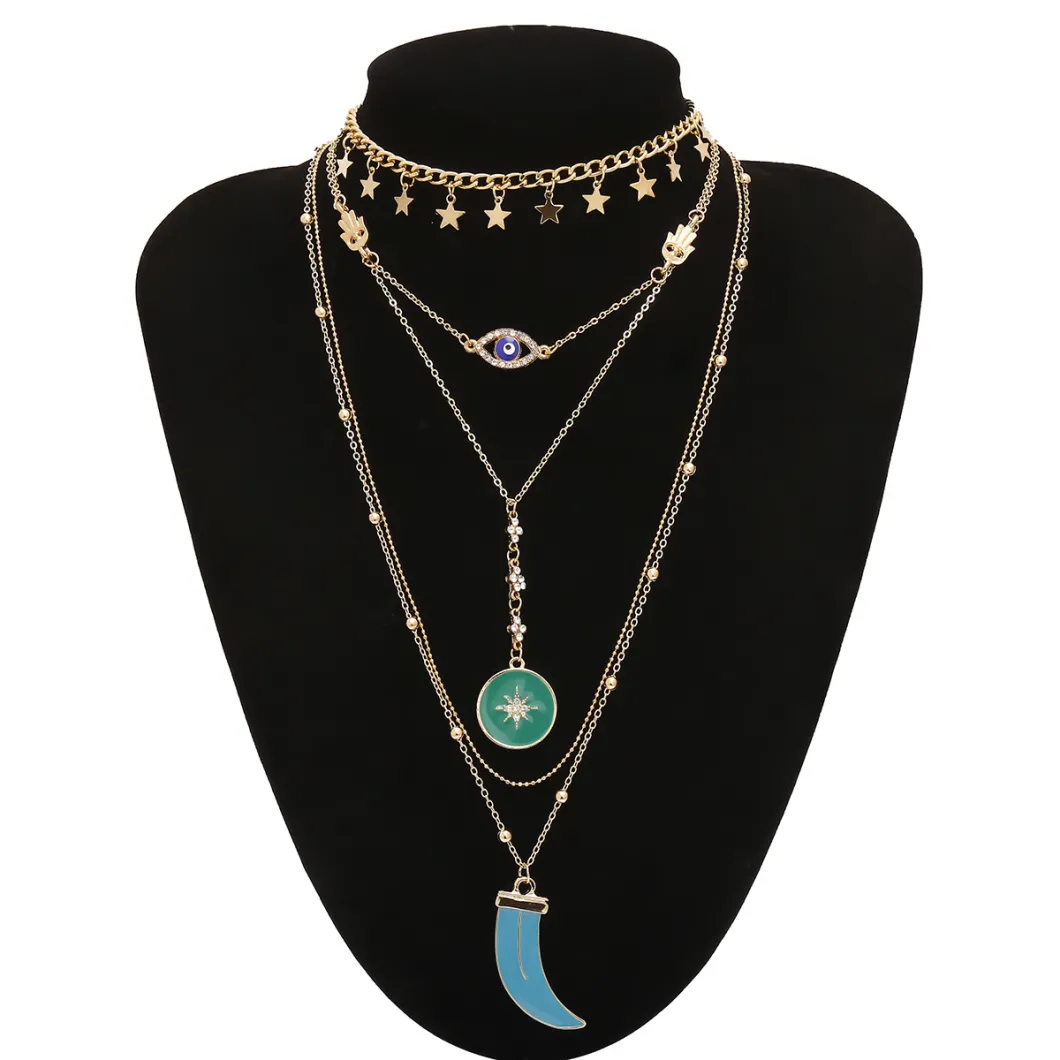 Personality Hot Selling Creative Fashion Multi-Layer Star Shape Tassels Pendant Necklace