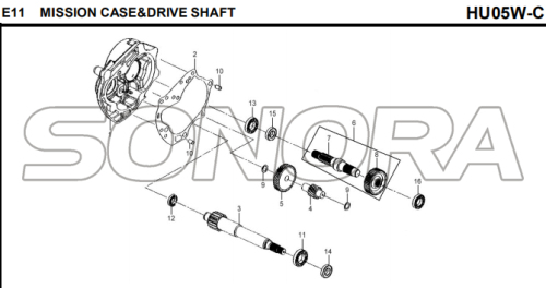 E11 MISSION CASE &amp; DRIVE SHAFT para HU05W-C MIO 50 pieza de repuesto de primera calidad