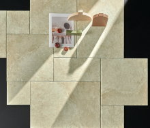 Lime Stone Porcelain Floor Tiles Beige Cross Cut Matte Surface