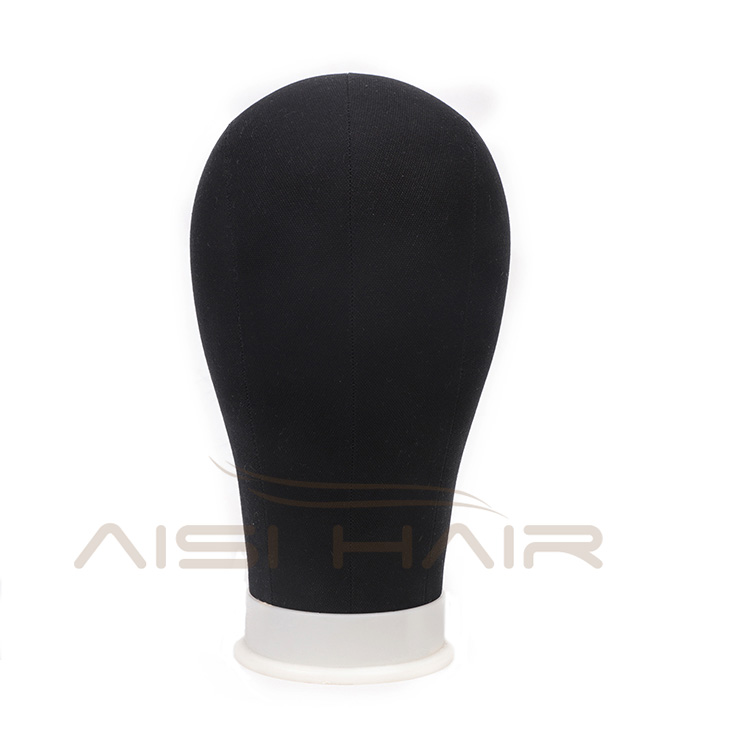 Aisi Hair Black Poly Canvas Block Head Wig Making  Weft Wig Display Styling Mannequin Head Manikin Head Dryer