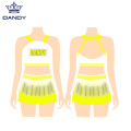 Pakaian seragam Rhinestones Cheerleading dengan skirt tulle