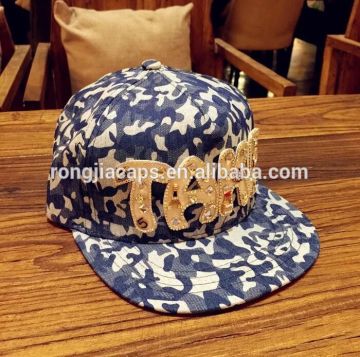 Printed jeans cap with embroidery