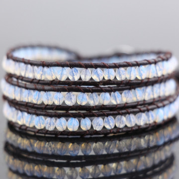 Xmas gift elegent women accessories faceted 4mm faceted opal beaded wrap bracelet women bracelets for selling