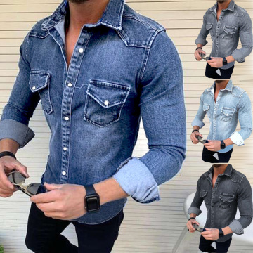 Men's Slim Fit Denim Jacket - Casual Long Sleeved Shirt Jacket