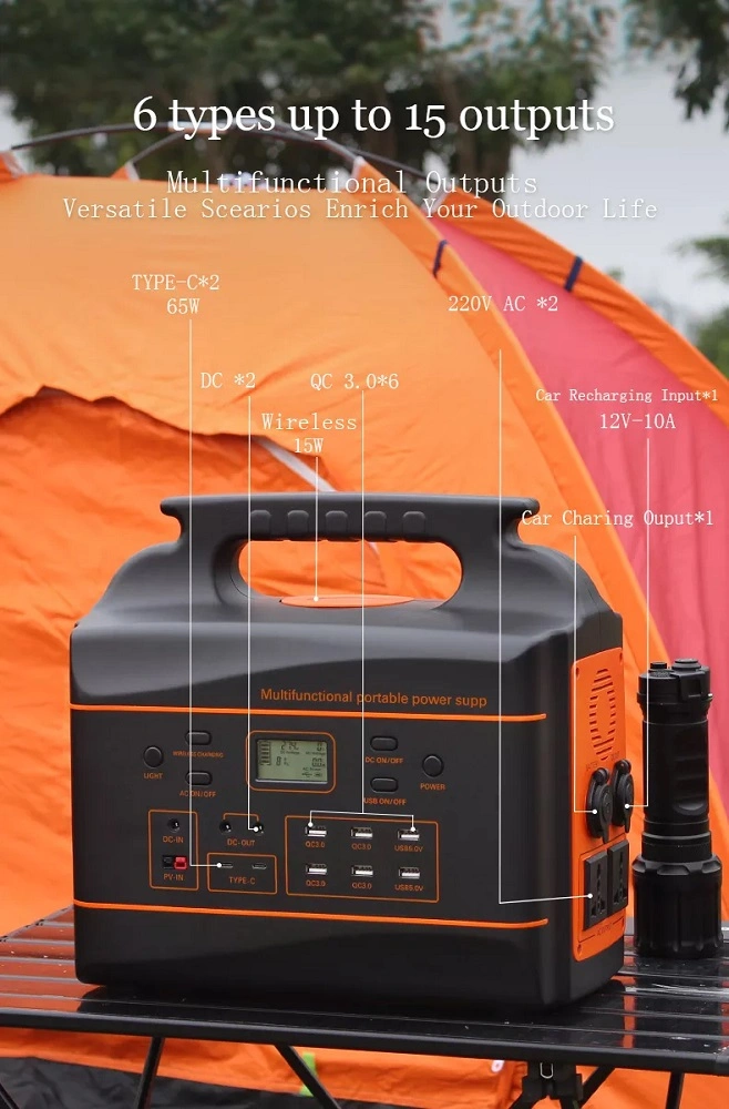 Portable Power Power Station High Capacity 1000W Solar Outdoor Camping Uninterruptible Power Supply (UPS)