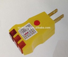 Receptacle tester gives instant display of wiring condition of any standards 3 wire