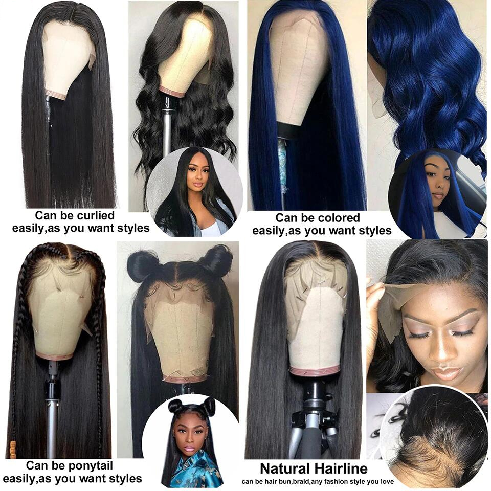 13x4 Lace Front Human Hair Wigs With Baby Hair 150% Density Brazilian Kinky Staight Full Lace Wigs Remy Hair  For Black Women