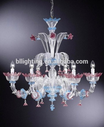 Modern colorful glass leaf chandelier for villa