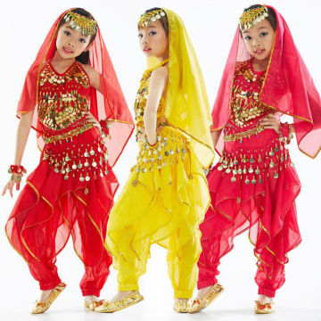 Indian Children Belly Dance Costumes Suits With Rotate Pants