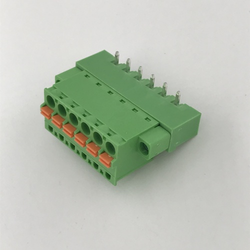 spring contact with flange pluggable terminal block