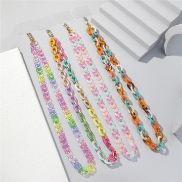 Fashion Colorful Acrylic Beaded Phone Lanyard Necklace
