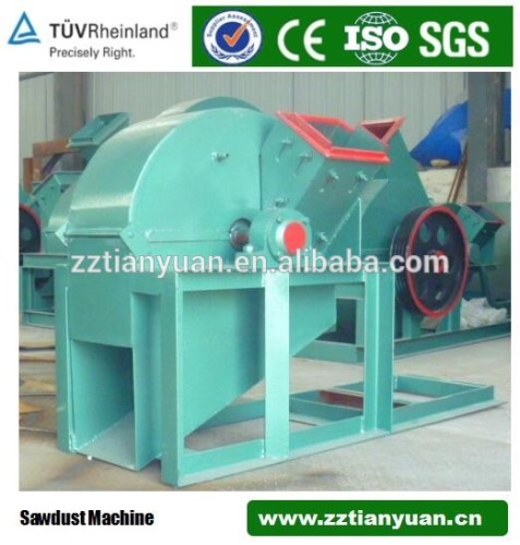 Woodworking machine crushing waste wood into sawdust for making MDF board