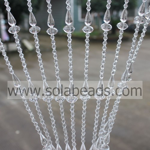 Transparente 18MM &amp; 14MM &amp; 6MM Draht Acryl Kristall Perlen Garland Trim