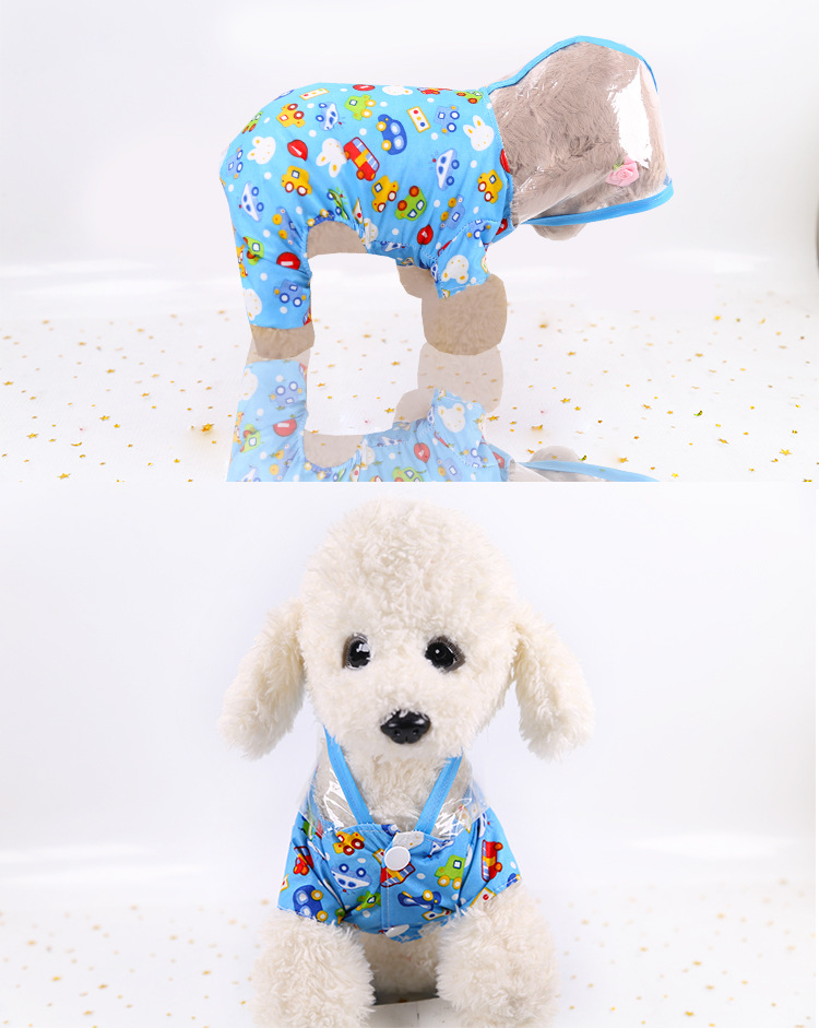 Dog Raincoat Spring and Summer Clothes Teddy Small Dog Pet Poodle Puppy Raincoat Transparent Raincoat Pet Clothes