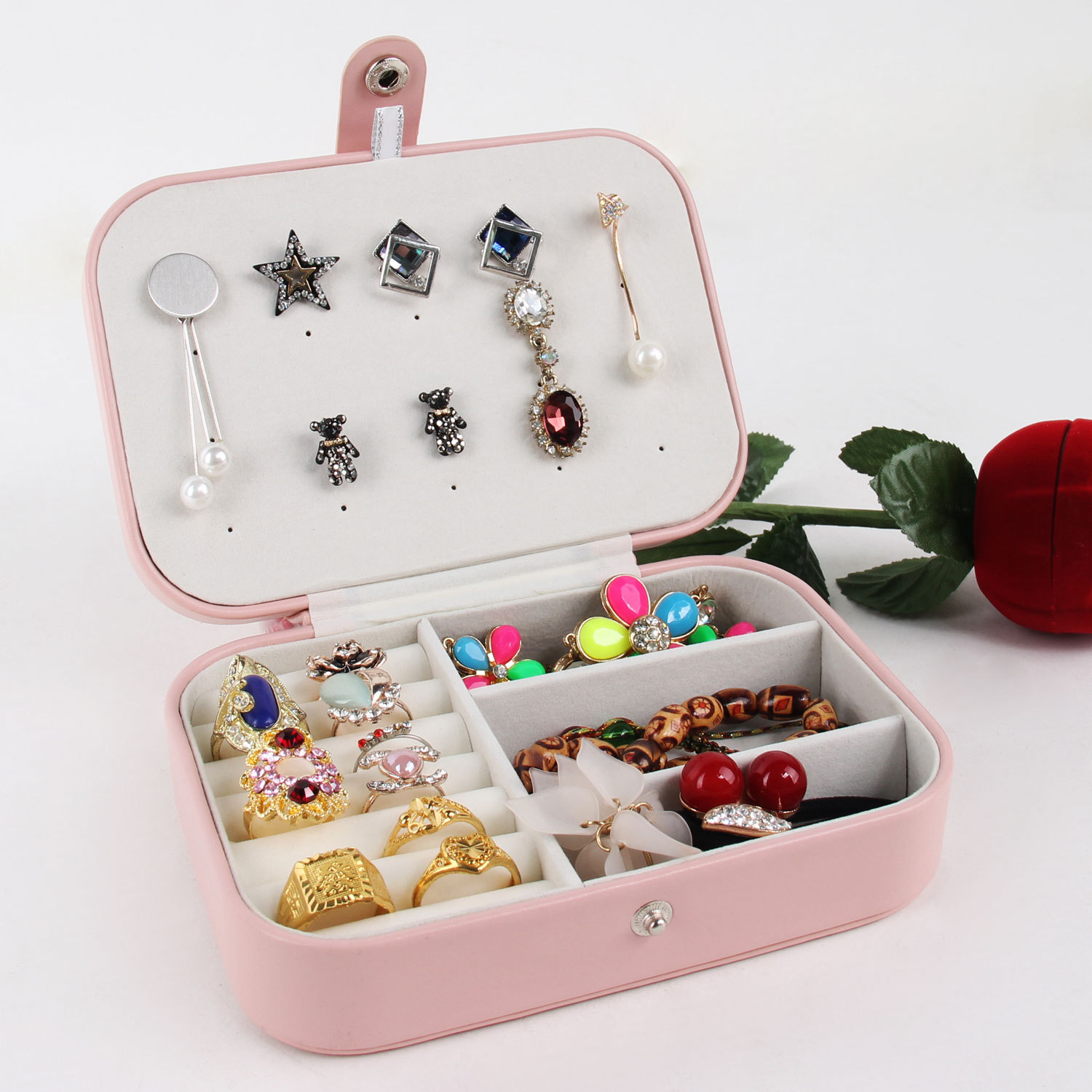 Wholesale Fancy Custom Wedding Packaging Small Gift Box Recycle Jewelry Packaging Design pu jewelry box