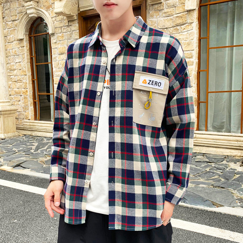 Men's casual plaid shirt