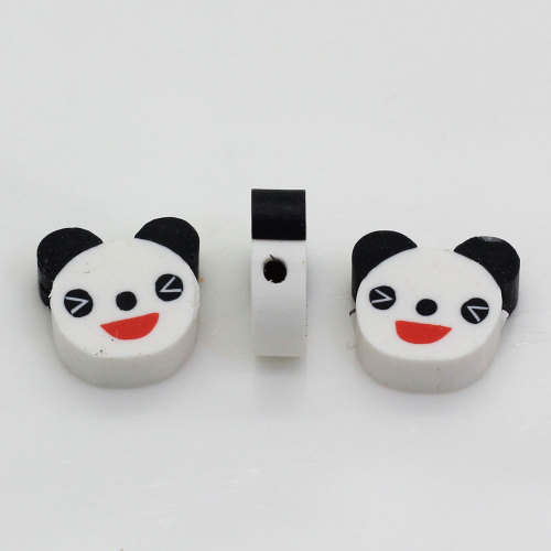 Lindo Mini Panda en forma de rebanada de arcilla polimérica Kawaii con orificio Adorno de cabujón Encantos de decoración artesanal hechos a mano